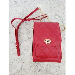 Red Couture Purse Wallet Unbranded Quilted Bright Red‎ Crossbody Small New